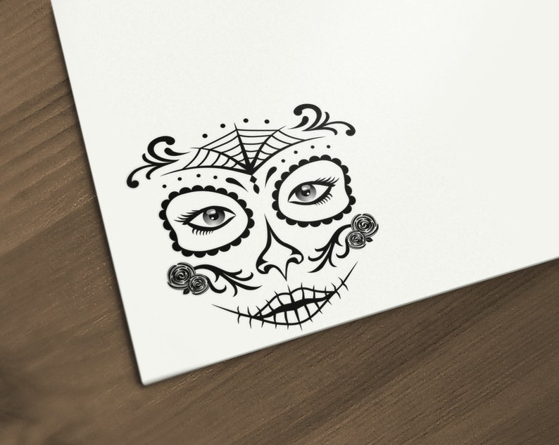 Jour du logo du visage mort. Dia de los muertos art. Jour du crâne de sucre mort. Jour de l'art vectoriel mort. Dia de los muertos illustration image 4