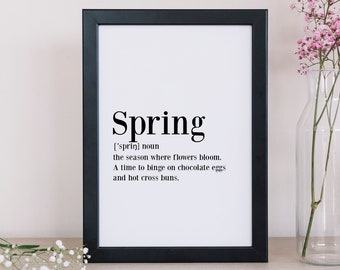Spring Definition Print, Spring Decor Wall Art