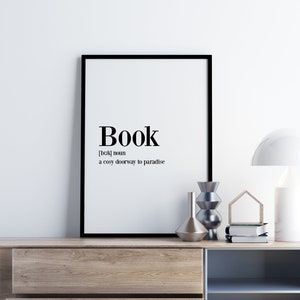 Book Definition Print, Book Lover Gift, Library Wall Art image 2