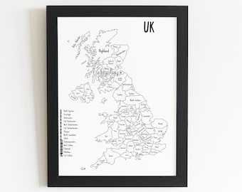UK Sales Travel Map, Printable Print, Travel Tracker Map, Etsy Sales Map, Colouring Map Sales, Small Business Sales Tool, Map Coloring