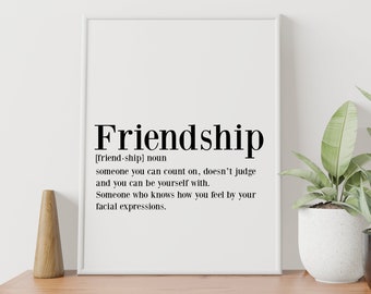 Friendship Definition Print, Bestie Best Friend Gift, Friendship Quote