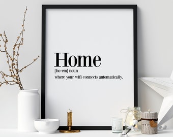 Home Definition Print, Housewarming Gift, New Home Print, Wall Art Decor