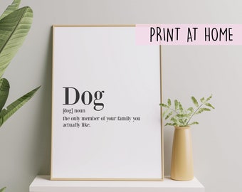 Dog Definition Printable Print, Dog Lover Gift, Art Print Decor, Dog Mom Poster, Digital Download