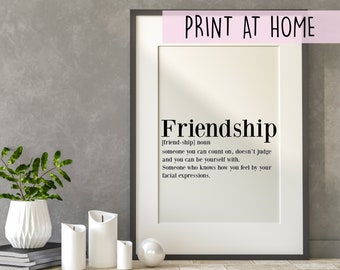 Friendship Definition Printable Print, Bestie Best Friend Gift, Friendship Quote, Digital Download