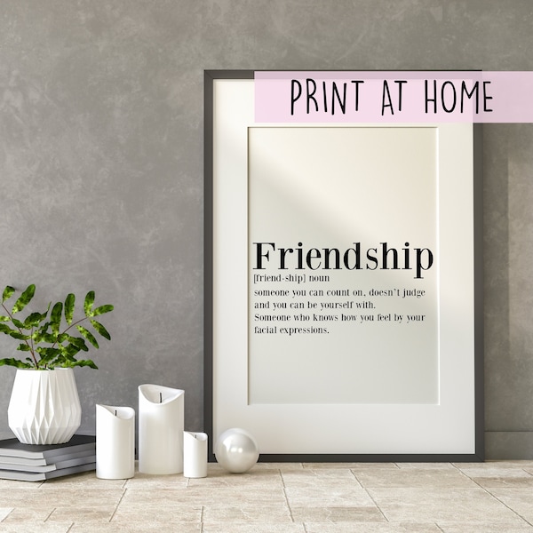 Friendship Definition Printable Print, Bestie Best Friend Gift, Friendship Quote, Digital Download