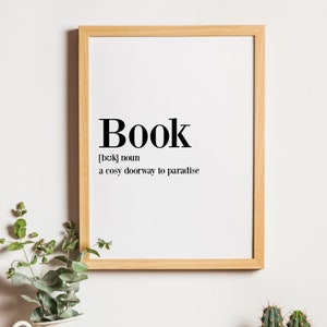 Book Definition Print, Book Lover Gift, Library Wall Art image 9