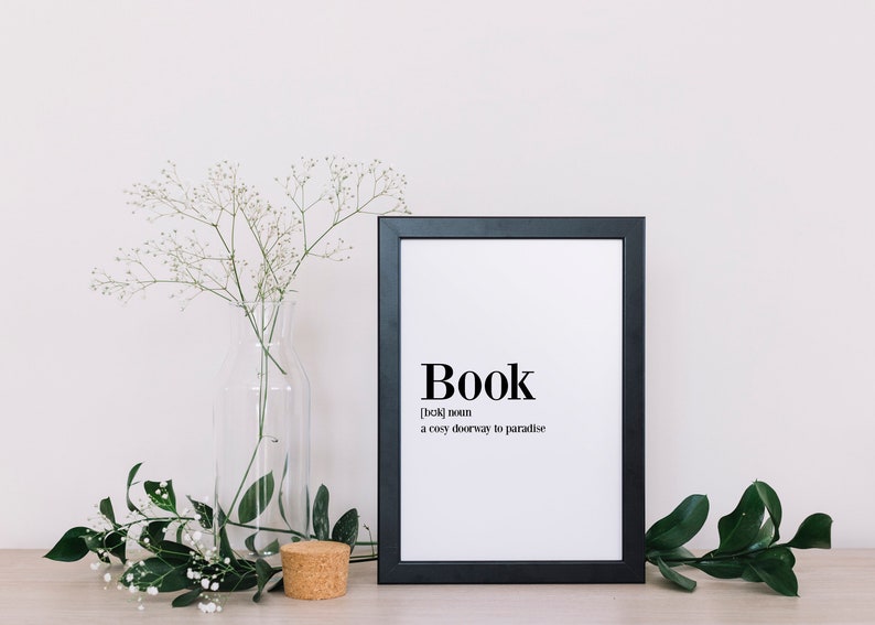 Book Definition Print, Book Lover Gift, Library Wall Art image 8
