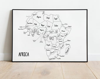 Africa Sales Travel Map, Printable Print, Travel Tracker Map, Etsy Sales Map, Colouring Map Sales, Small Business Sales Tool, Map Coloring