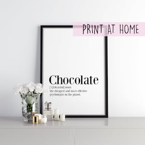 Chocolate Definition Printable Print Urban Dicitonary, Kitchen Decor Wall Art, Chocolate Lover Gift, Digital Download