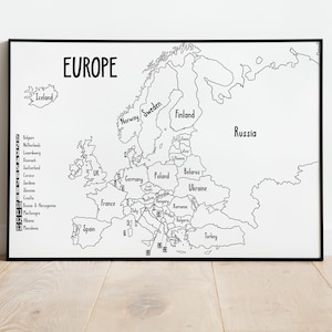 Europa Karte, druckbare Druck, Reise-Tracker-Karte, Etsy Karte, Färbung Karte Verkäufe, Small Business Sales Tool, Karte ausmalen