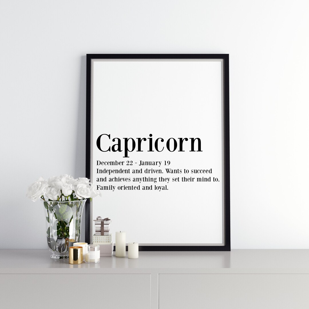 Capricorn Definition Print Zodiac Star Sign Horoscope Art Etsy