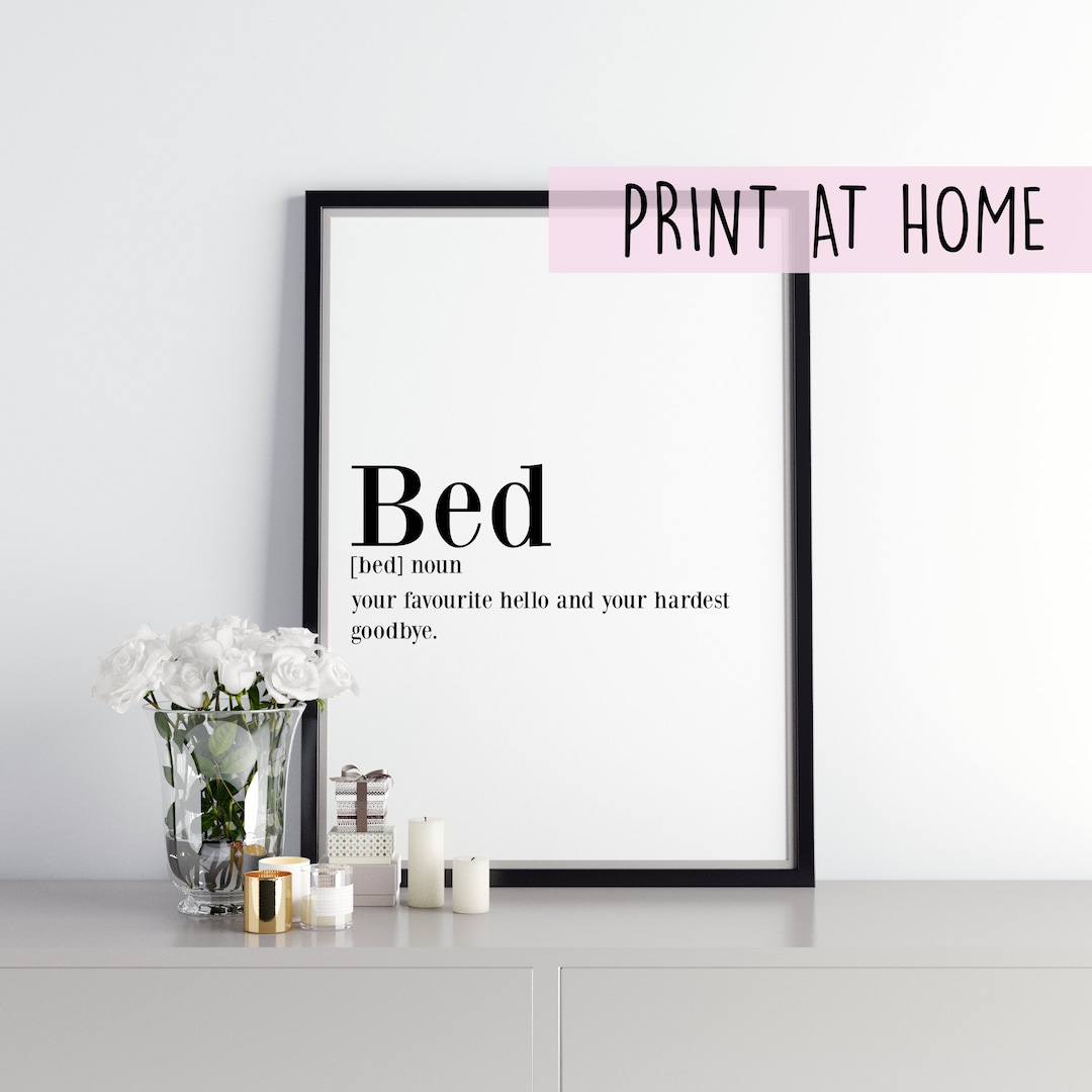 Bed Definition Printable Print, Bedroom Print, Over the Bed Sign ...