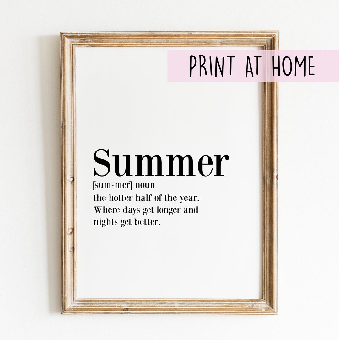 Summer Definition Printable Print Summer Decor Poster Etsy