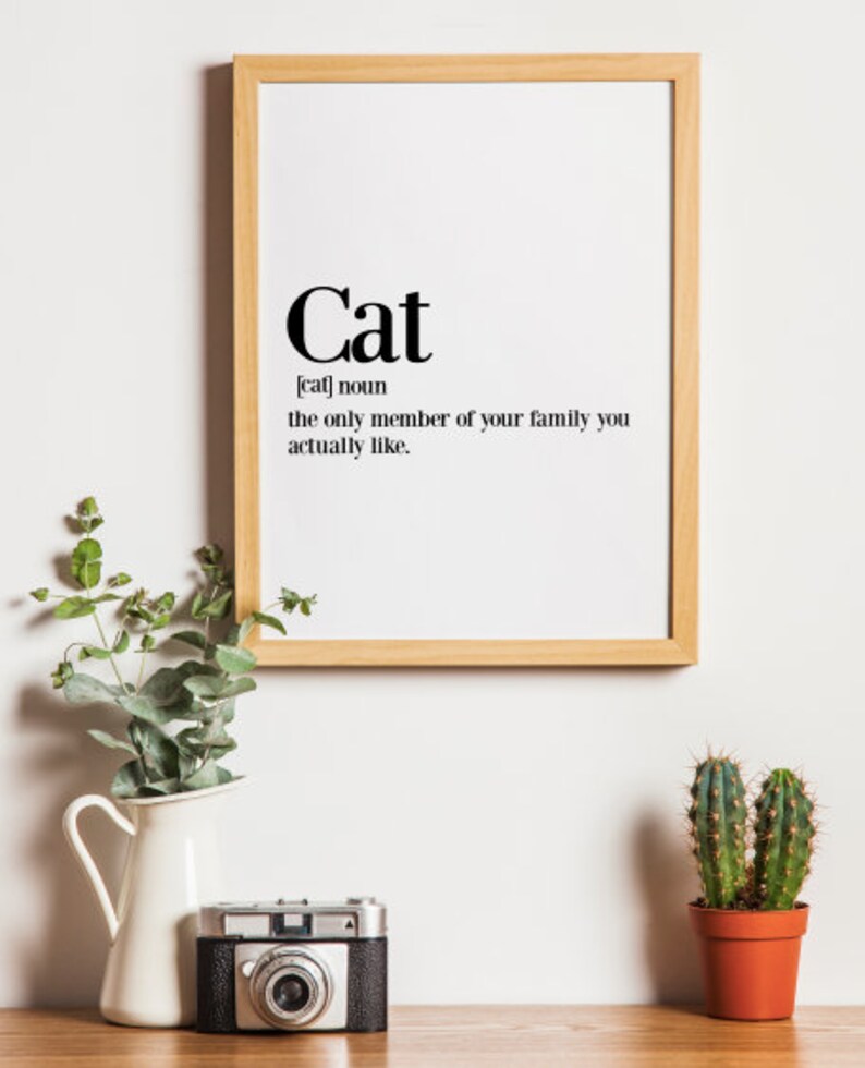 Cat Definition Print, Cat Lover Gift, Cat Lady, Cat Poster Wall Art