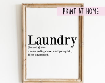 Laundry Definition Printable Print, Washing Machine Poster, Laundry Room Decor, Utility Room Wall Art, Digital Download
