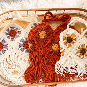 Boho Fringe Crop Top I Granny Square Crop Top I Toddler Crop Top