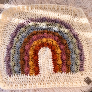 Rainbow lovey | Rainbow baby blanket | Rainbow bobble blanket