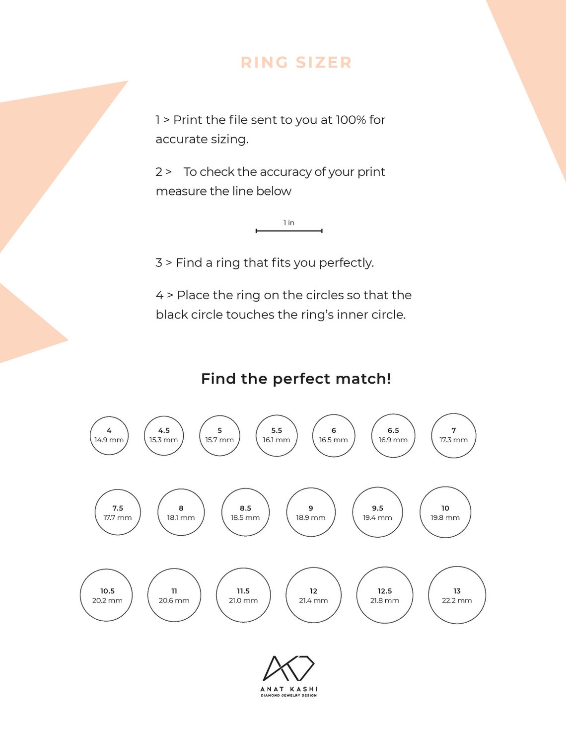 Printable Ring Sizer Digital Download PDF - Etsy