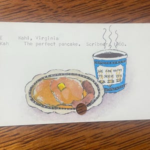 Diner Pancakes Oryginalna ilustracja akwarelowa Karta katalogowa Sztuka