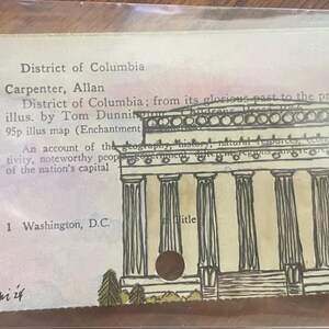 Catálogo de cartões de arte com ilustração em aquarela do pôr do sol do Lincoln Memorial