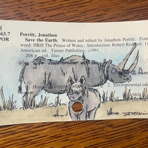 Czarny Rhino Akwarela Ilustracja Karta Katalogowa Sztuka