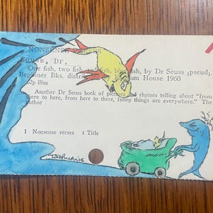 Roter Fisch Dr. Seuss Aquarell Illustration Karte Katalog Kunst