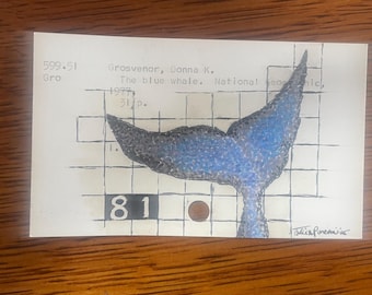 Catálogo de tarjetas con ilustraciones de acuarela de mosaico de metro de ballena azul