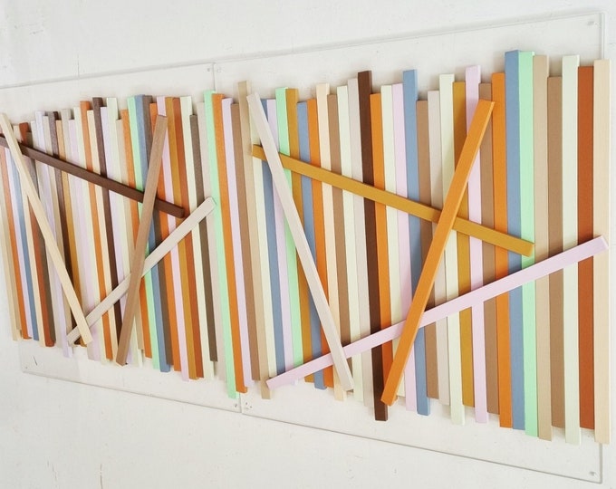 Wood wall art. Hand painted wood slats in natural colors. Wall sculpture, 3d Art.It can be hung vertically or horizontally©
