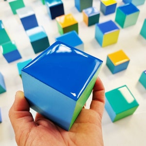 Floating Wood Blocks, Choose the number of Self install 3D wall cubes. Free shipping to USA, Perfect for stairs, living , office. Cube art ©