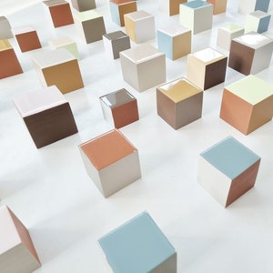3D Cube Art Installation: Hand-Painted Blocks with Epoxy Resin