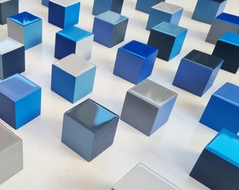 Modern 3D Wall Art: Hand-Painted Blue & Gray Resin Cubes. You can choose the number of blocks and sizes