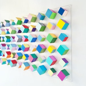 Modern 3D Wood Wall Art: Geometric Floating Decor, Bold Colors