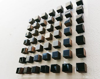 Geometric Wood Cube Wall Art: Modern 3D Mosaic Decor