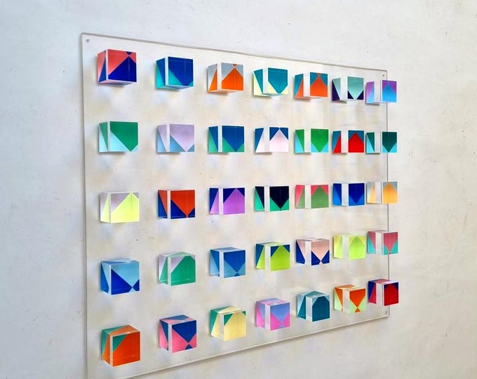 3D Acrylic Cube Wall Art | Hand-Painted Modern Sculpture