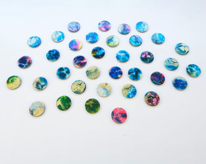 Hand painted 3d Installation. Happy and colorful wall art with resin finish on top. Each circle is a unique work of art. Glossy and shiny  ©