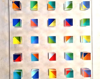 3D Acrylic Cube Wall Art – Geometric Sculpture, Custom Colors