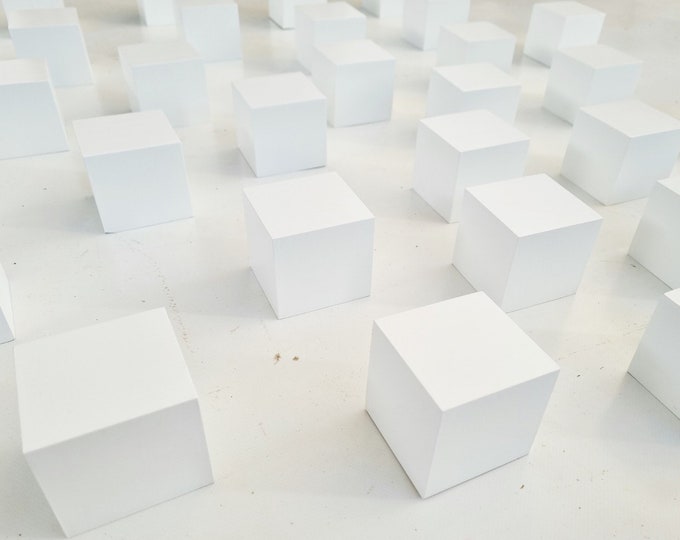 White blocks, minimalist wood wall art, Modern art 3d installation, white wood cubes, © You can choose the number of wood cubes and sizes