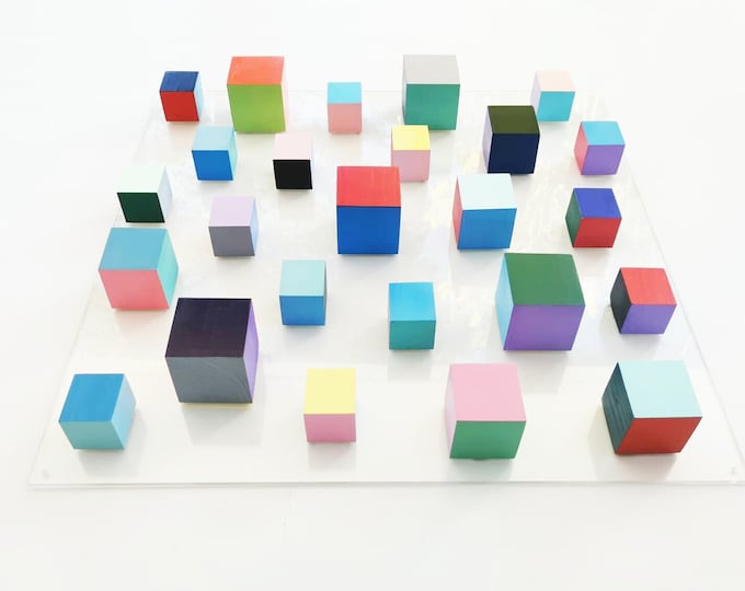 Wood wall art in bold colors, Wood art wall hanging, happy 3d art i. Modern wood sculpture. Geometric wall art. © Wooden wall decor.