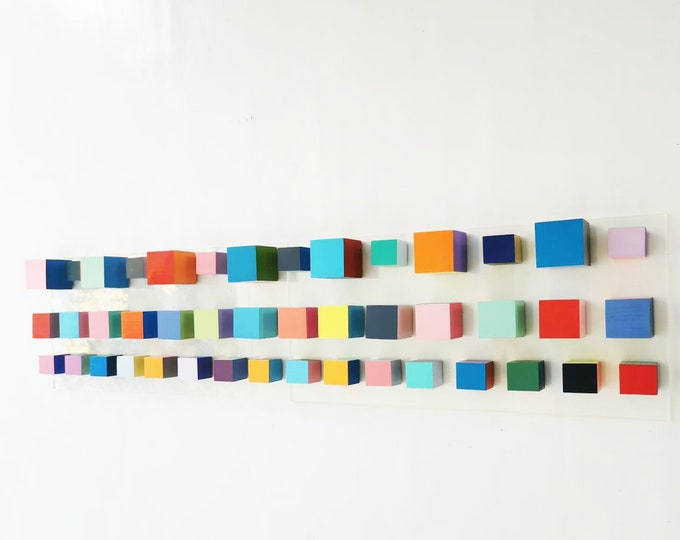 3d art, Wood wall art. 2 BASES (25.6" X 11.8") Sculpture art. Hand made and hand painted wooden wall art. Large,Long and narrow wall art ©