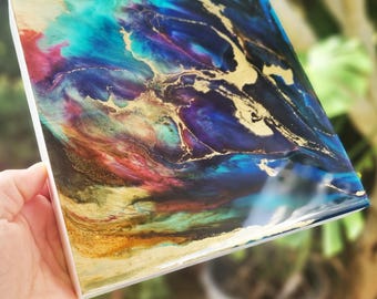 Hand painted wooden panels. 3d wood wall art. Bold colors. Multi-layer resin finish on the front side. Free Shipping and custom colors.
