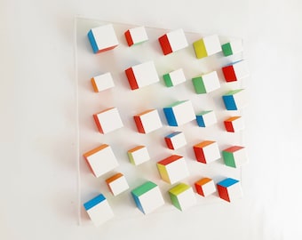 wood wall art, modern sculpture with resin on top. Rainbow art.Decorate your wall, home, office or commercial space with this collection. ©