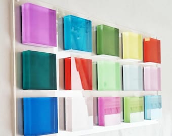 Hand-Painted Pop Art Acrylic Cube Wall Sculpture: 3D Modern Art