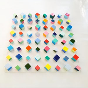 Wood wall art, modern wood cubes with resin finish on top. Sculpture 3d wall art. Large abstract art. Geometric art. 3D block wall sculpture