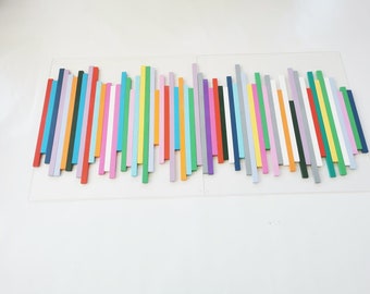 Wood wall art. Slats wall art in happy and bold colors. 3D art, modern art. 2 bases 23.6" X 23.6" Colorful Sculpture. Long and Large art.