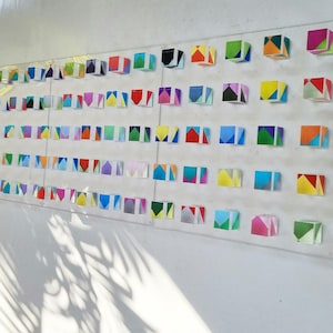 Hand Painted Acrylic Cube Wall Art: Modern 3D Lucite Sculpture