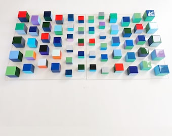 Wood wall art with resin on top face. Wooden Sculpture , colorful decor and bold art. 3D art. Modern and large wood art. ©