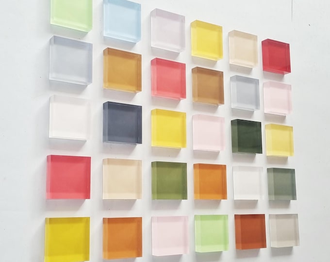 3D Wall Cube Art Packs - Transparent Acrylic, Hand-Painted, Three Size Options. Self-Adhesive 3D Cube Wall Decor. Modern neutral sculpture