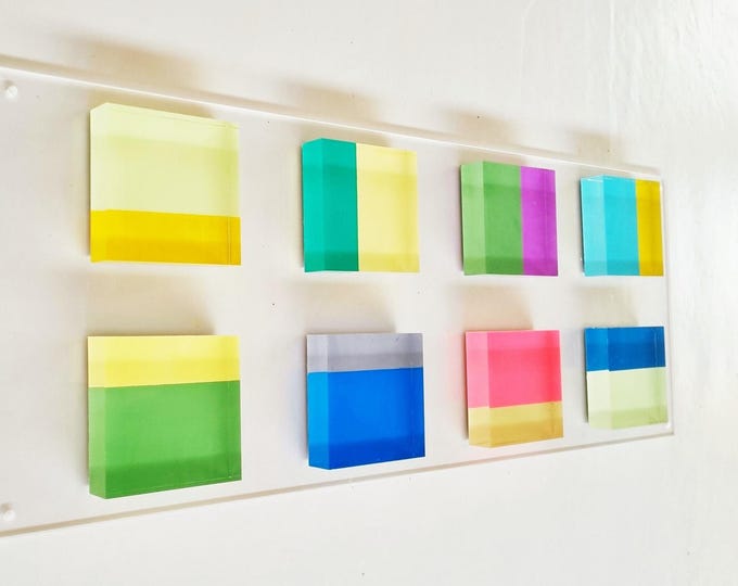 Hand Painted Cube Art: Colorful Acrylic Blocks on Plexi Panel. Choose your colors and panel sizes
