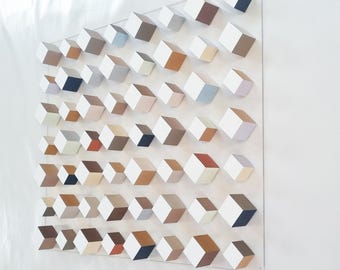 Handmade Wooden Blocks with 3D Effect. Modern Minimalist Decor, Custom Colors and Sizes, Neutral & Earth Tones, Unique Natswoodart Design.
