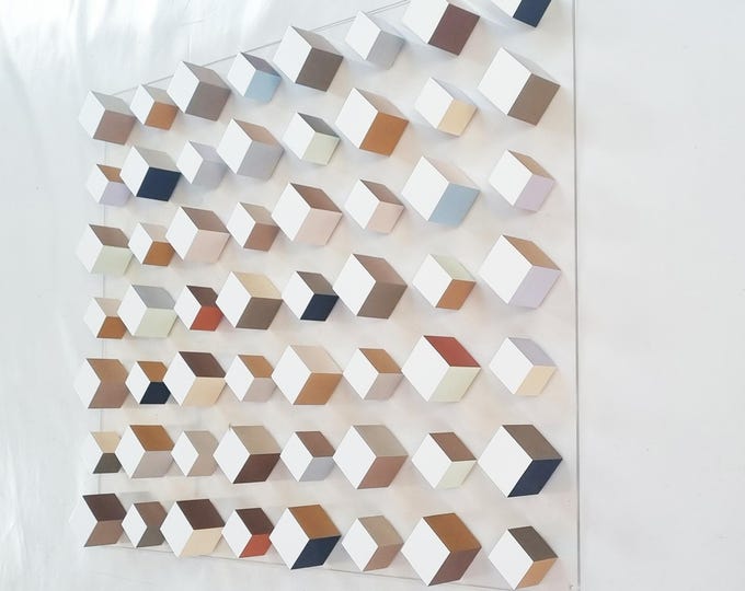 Handmade Wooden Blocks with 3D Effect. Modern Minimalist Decor, Custom Colors and Sizes, Neutral & Earth Tones, Unique Natswoodart Design.